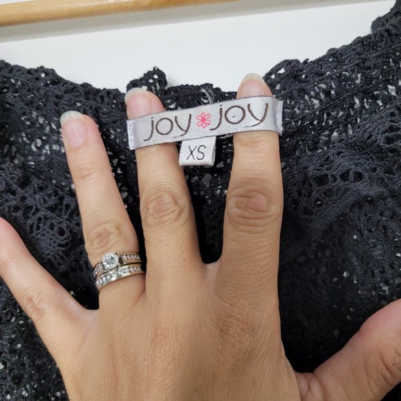 Joy Joy Sheer Lace Cover Up Mini Dress Short Sleeve Scoop Neckline Black Size XS - Picture 5 of 8